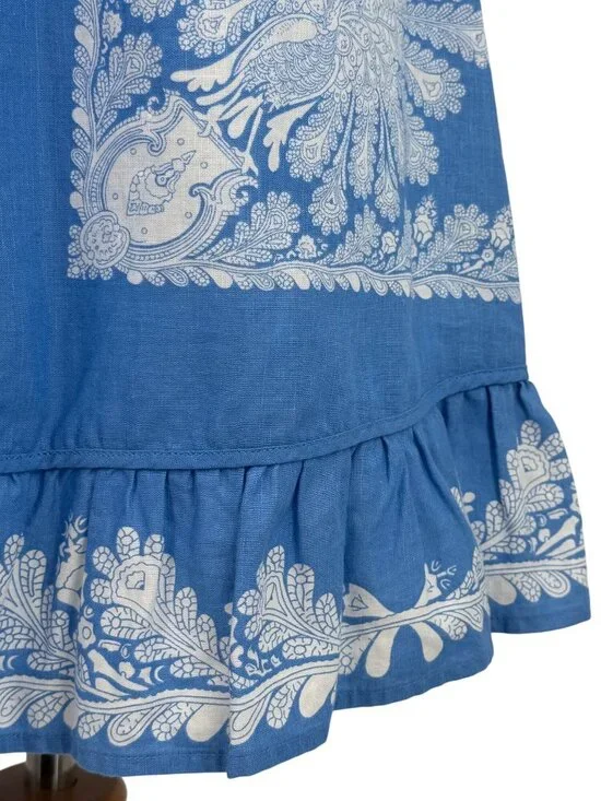 VTG Free People Crystallized Linen Crochet Lace Yoke Paisley Mini Shift Dress 10 - Picture 10 of 16